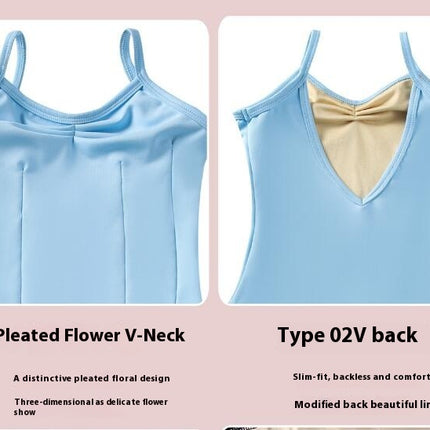 Children's  Classic V-neck Dance Camisole Leotard with Adjustable Straps for Ballet Gymnastics