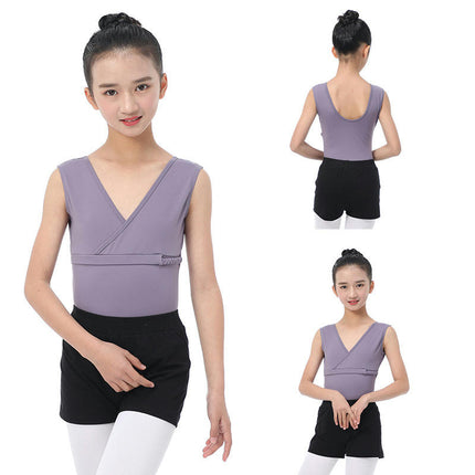 Sleeveless Dancewear Girls Leotard Dancewear Split Dancewear With Short Skirt Set