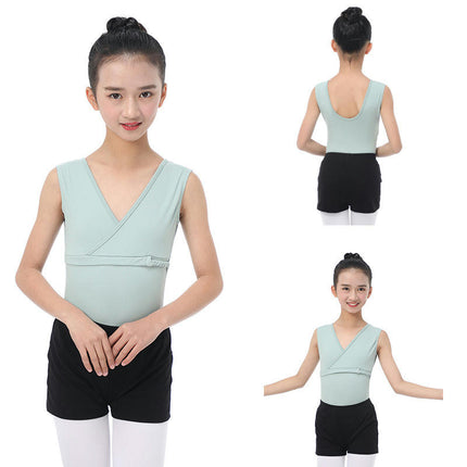 Sleeveless Dancewear Girls Leotard Dancewear Split Dancewear With Short Skirt Set