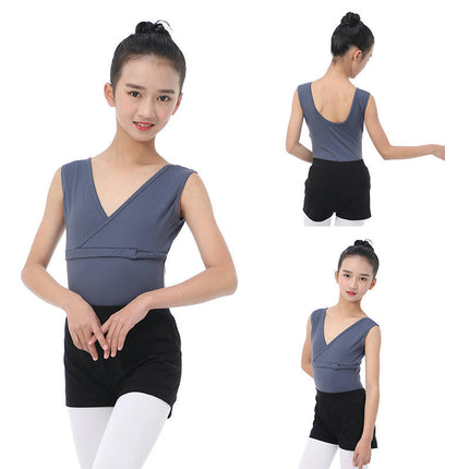 Sleeveless Dancewear Girls Leotard Dancewear Split Dancewear With Short Skirt Set