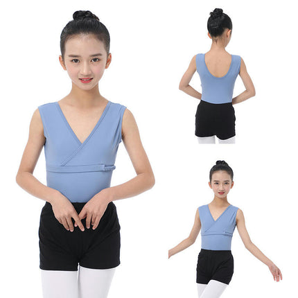 Sleeveless Dancewear Girls Leotard Dancewear Split Dancewear With Short Skirt Set