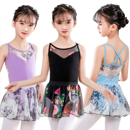 Girls Sleeveless Ballet Costume Toddler Dance Role Play Ballet Short Skirt Leotard Suit for 3-12 Years