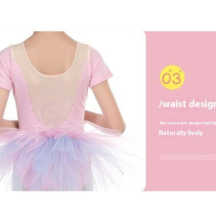 Ballet Dress for Girls,Toddler Dance Leotard with Tutu Skirt Short Sleeve Ballerina Outfit