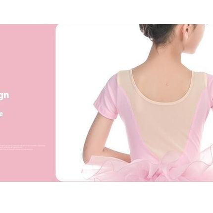 Ballet Dress for Girls,Toddler Dance Leotard with Tutu Skirt Short Sleeve Ballerina Outfit