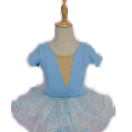 Girls Short Sleeve Ballet Costume Toddler Nylon Ballet Leotard Set with Shorts and Skirt