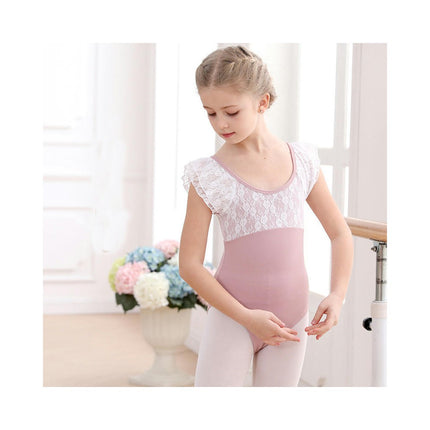 Girls Short Sleeve Lace Ballet Costume Toddler Exam Dress Gymnastics Costume With Short Skirt Suit