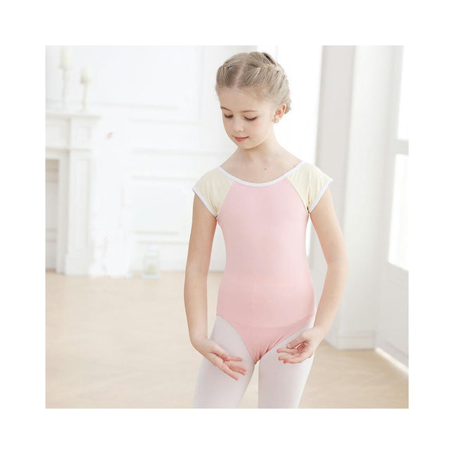 Girls Short Sleeve Ballet Costume Toddler Exam Suit Gymnastics Suit With Skirt Set