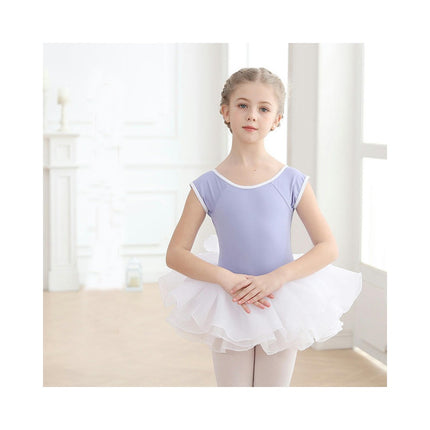 Girls Short Sleeve Ballet Costume Toddler Exam Suit Gymnastics Suit With Skirt Set