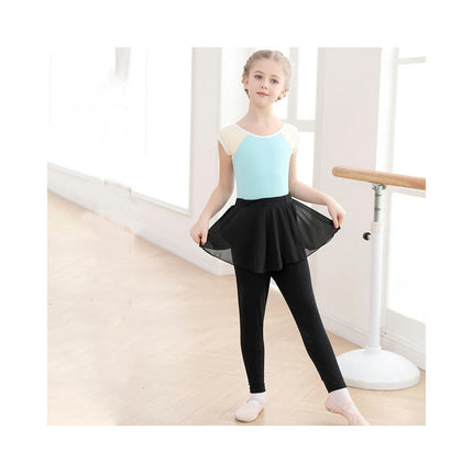 Girls Short Sleeve Ballet Costume Toddler Exam Suit Gymnastics Suit With Skirt Set