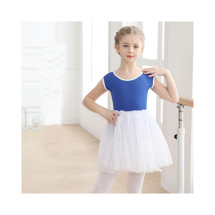 Girls Short Sleeve Ballet Costume Toddler Exam Suit Gymnastics Suit With Skirt Set