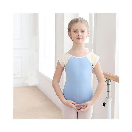 Girls Short Sleeve Ballet Costume Toddler Exam Suit Gymnastics Suit With Skirt Set