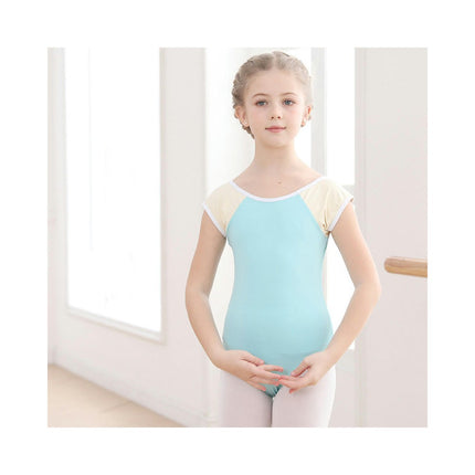 Girls Short Sleeve Ballet Costume Toddler Exam Suit Gymnastics Suit With Skirt Set