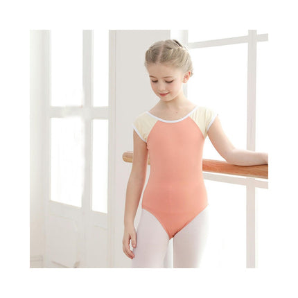 Girls Short Sleeve Ballet Costume Toddler Exam Suit Gymnastics Suit With Skirt Set