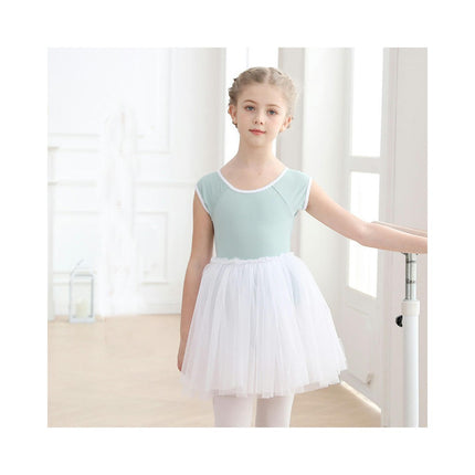 Girls Short Sleeve Ballet Costume Toddler Exam Suit Gymnastics Suit With Skirt Set