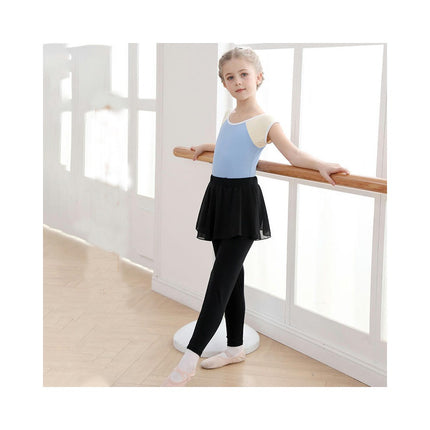 Girls Short Sleeve Ballet Costume Toddler Exam Suit Gymnastics Suit With Skirt Set