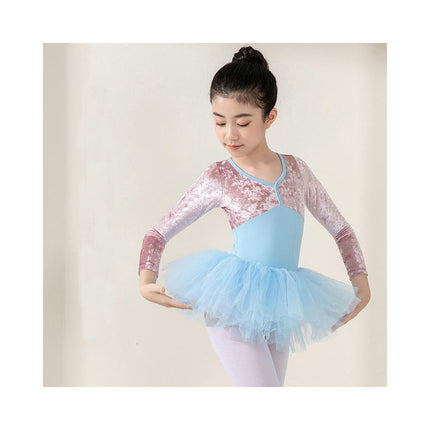 Girls Dancewear Long Sleeve Ballet Costume Toddler Exam Dress Gymnastics Suit Set