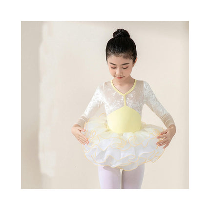 Girls Dancewear Long Sleeve Ballet Costume Toddler Exam Dress Gymnastics Suit Set