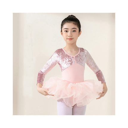 Girls Dancewear Long Sleeve Ballet Costume Toddler Exam Dress Gymnastics Suit Set