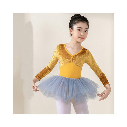 Girls Dancewear Long Sleeve Ballet Costume Toddler Exam Dress Gymnastics Suit Set