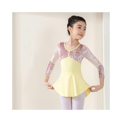 Girls Dancewear Long Sleeve Ballet Costume Toddler Exam Dress Gymnastics Suit Set