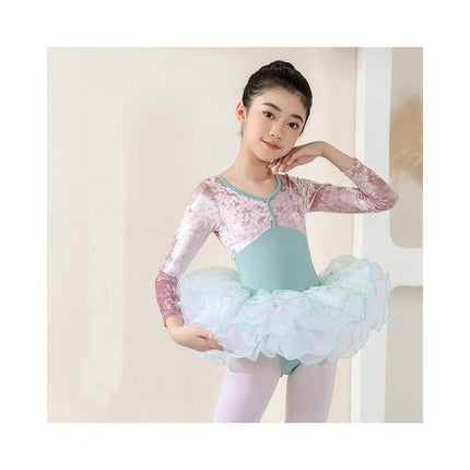 Girls Dancewear Long Sleeve Ballet Costume Toddler Exam Dress Gymnastics Suit Set