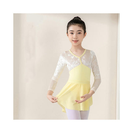 Girls Dancewear Long Sleeve Ballet Costume Toddler Exam Dress Gymnastics Suit Set