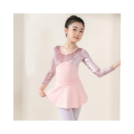 Girls Dancewear Long Sleeve Ballet Costume Toddler Exam Dress Gymnastics Suit Set