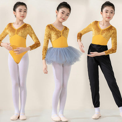 Girls Dancewear Long Sleeve Ballet Costume Toddler Exam Dress Gymnastics Suit Set