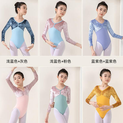 Girls Dancewear Long Sleeve Ballet Costume Toddler Exam Dress Gymnastics Suit Set