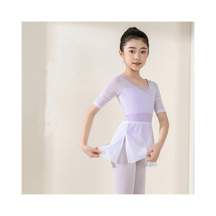 3/4 Sleeve Girls Mesh Ballet Leotard Girls Ballerina Dancewear Gymnastics Clothing