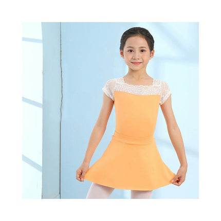 Girls Leotard Ballet Costume Lace Collar Short Sleeve Dance Costume