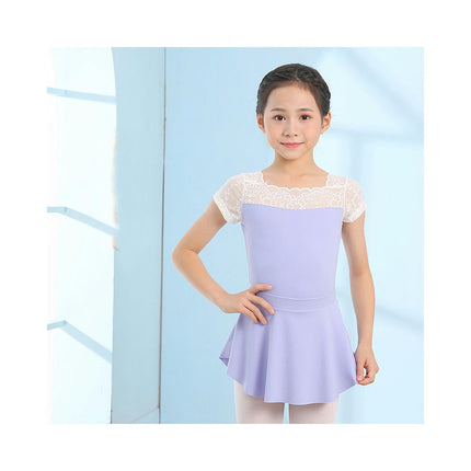 Girls Leotard Ballet Costume Lace Collar Short Sleeve Dance Costume