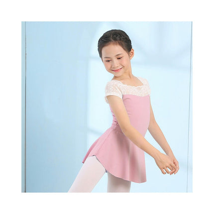 Girls Leotard Ballet Costume Lace Collar Short Sleeve Dance Costume