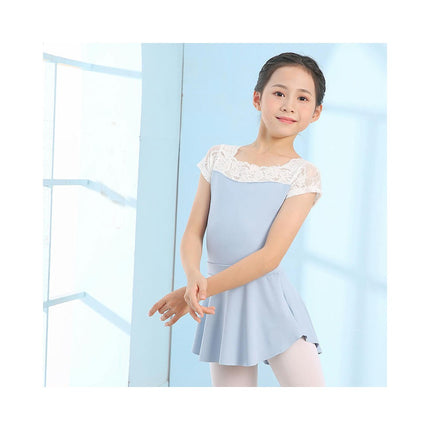 Girls Leotard Ballet Costume Lace Collar Short Sleeve Dance Costume