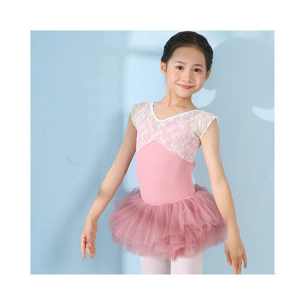 Girls Ballet Tutu Toddler Dance Tights with Tulle Short Sleeve Ballet Costume