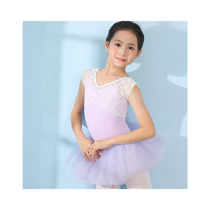 Girls Ballet Tutu Toddler Dance Tights with Tulle Short Sleeve Ballet Costume