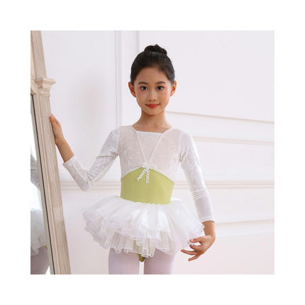 Girls Long Sleeve Ballet Tights Toddler Dance Clothes Set with Skirt Suitable for Toddlers Big Kids