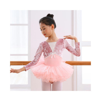 Girls Long Sleeve Ballet Tights Toddler Dance Clothes Set with Skirt Suitable for Toddlers Big Kids