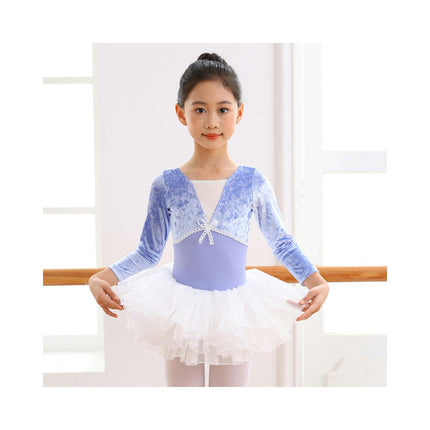 Girls Long Sleeve Ballet Tights Toddler Dance Clothes Set with Skirt Suitable for Toddlers Big Kids