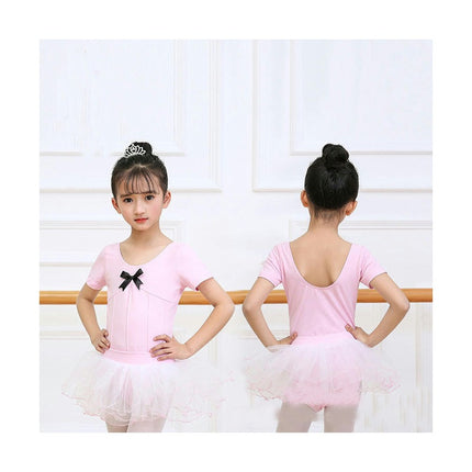 Ballet Dress for Girls,Toddler Dance Leotard with Tutu Skirt Short Sleeve Ballerina Outfit-A1