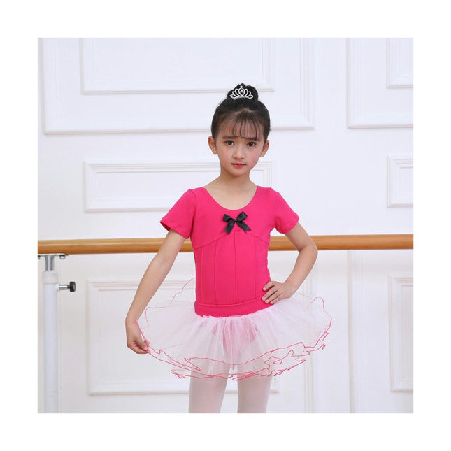 Ballet Dress for Girls,Toddler Dance Leotard with Tutu Skirt Short Sleeve Ballerina Outfit-A1