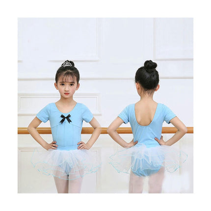 Ballet Dress for Girls,Toddler Dance Leotard with Tutu Skirt Short Sleeve Ballerina Outfit-A1