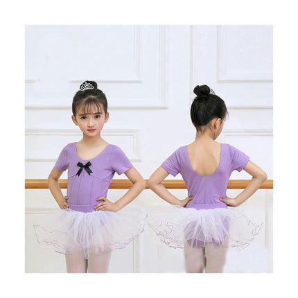 Ballet Dress for Girls,Toddler Dance Leotard with Tutu Skirt Short Sleeve Ballerina Outfit-A1