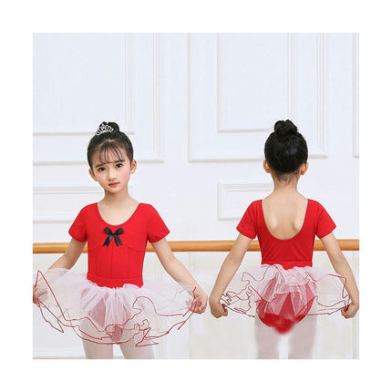 Ballet Dress for Girls,Toddler Dance Leotard with Tutu Skirt Short Sleeve Ballerina Outfit-A1