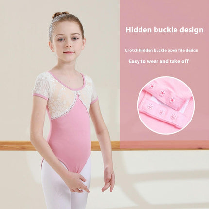 Short Sleeve Lace Dance Ballet Tutu Leotard Ballerina Outfit for Toddler Girls