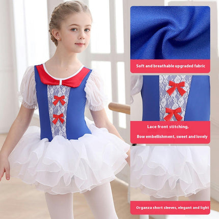 Children's Dancewear Female Princess Practice Dress Ballet Bubble Sleeve Puffy Skirt