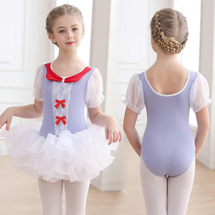 Children's Dancewear Female Princess Practice Dress Ballet Bubble Sleeve Puffy Skirt