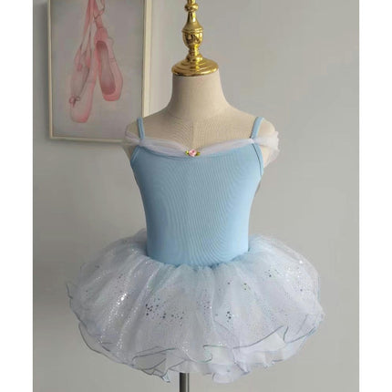 Girls Tutu Dresses Strap Shiny Tulle Ballet Leotard Ballerina Costume for Dance