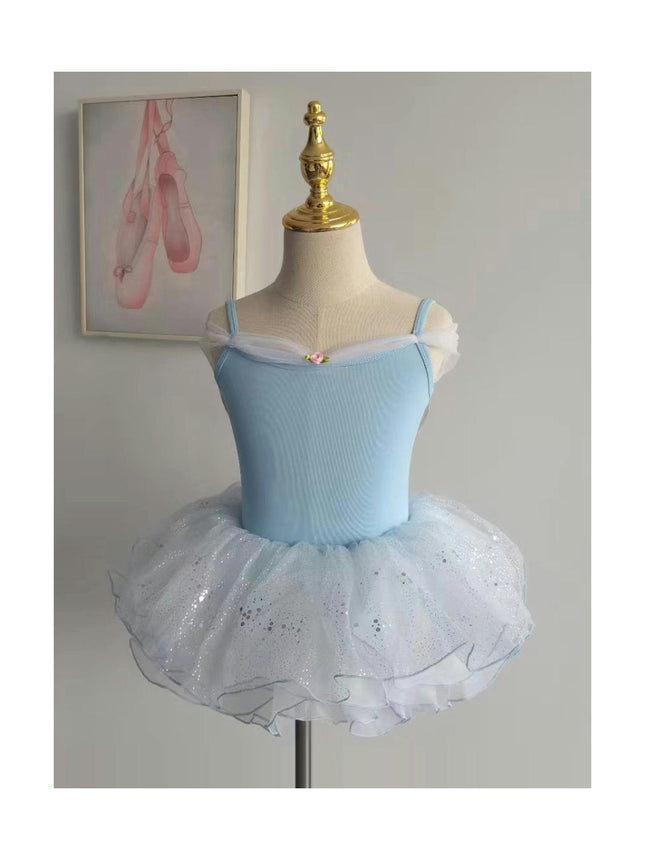 Girls Tutu Dresses Strap Shiny Tulle Ballet Leotard Ballerina Costume for Dance