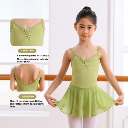 Girls' Suspender Ballet Dance Costume-Shape Dance Gymnastics Skirt